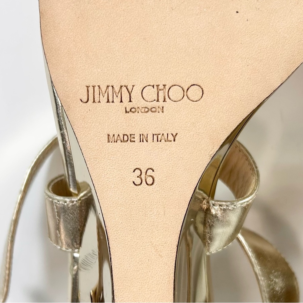 Jimmy Choo Gold Leather Sandals - Picture 5 of 5
